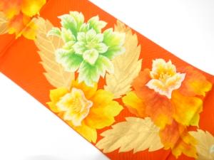 花模様織り出し　名古屋帯